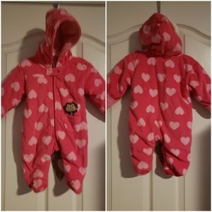 CARTER'S PINK HEARTS BABY WINTER BUNTING 3 MONTHS